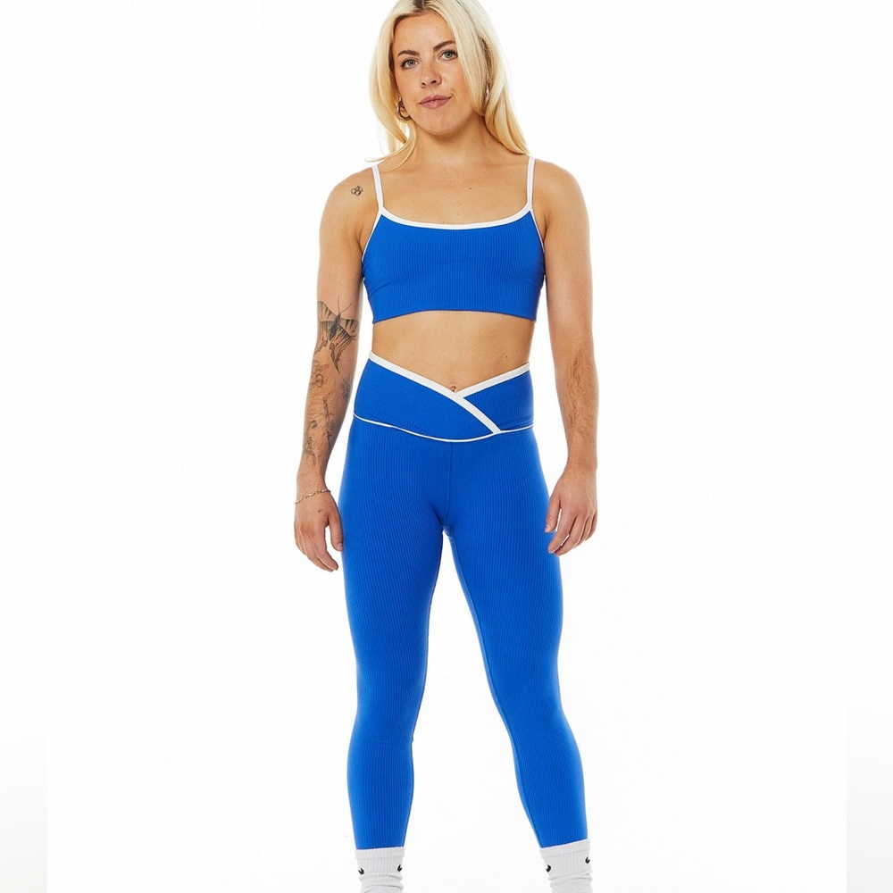 NWT M Year of Ours ribbed two tone veronica legging & bralette sports bra set
